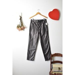 Old Navy OG Straight Metallic High Rise Jeans Silver Black Tall Size 8 NWT